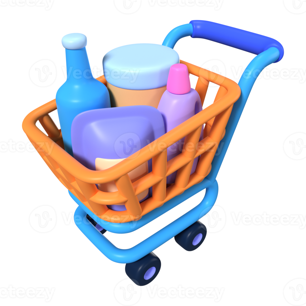 Shopping Cart Full 3D Illustration Icon png