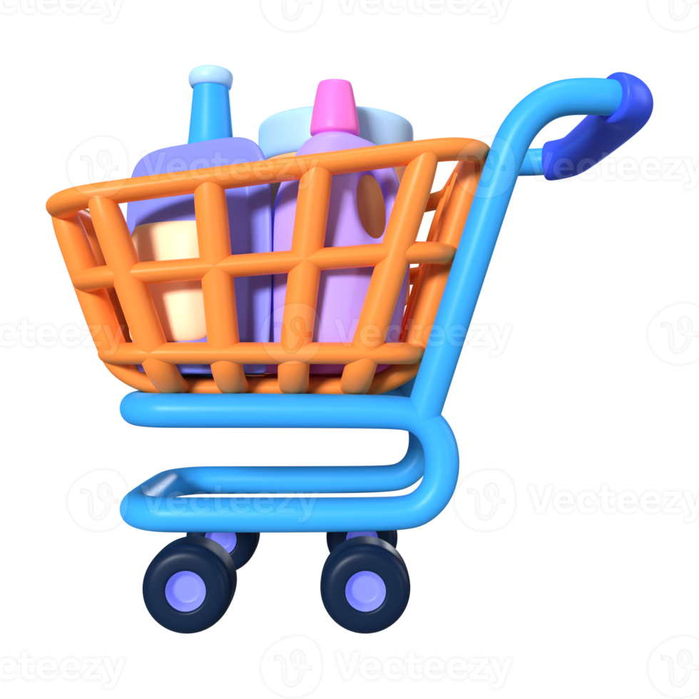 Shopping Cart Full 3D Illustration Icon png