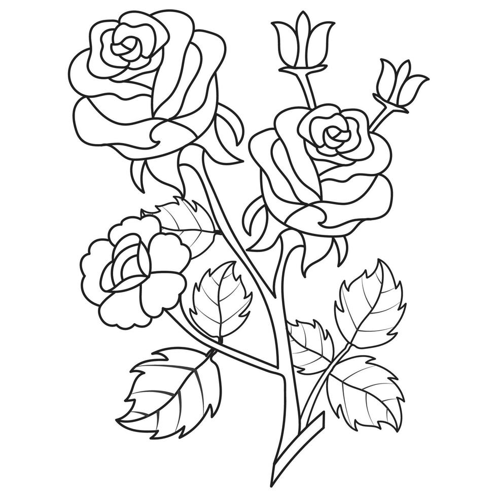 conjunto de diferente flor línea en blanco antecedentes. flores dibujo con arte lineal en blanco antecedentes. vector