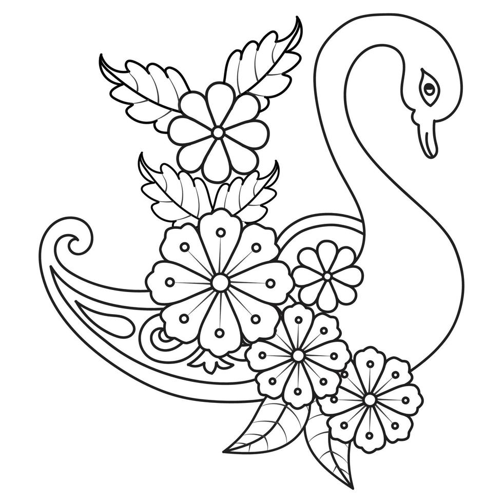 Set of different flower line on white background. Flowers drawing with line-art on white backgrounds. vector