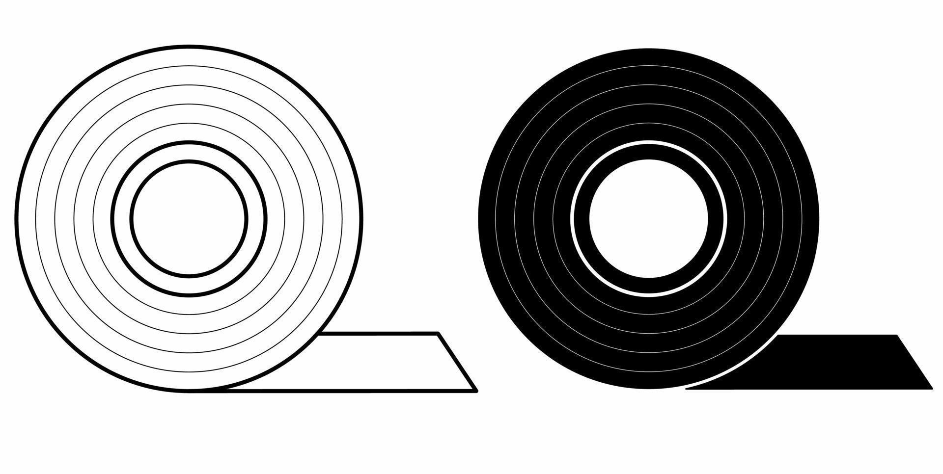 outline silhouette adheshive tape icon set isolated on white background vector