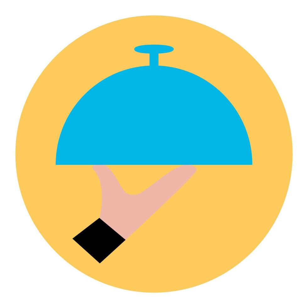 Food tray icon in yellow circle. vector