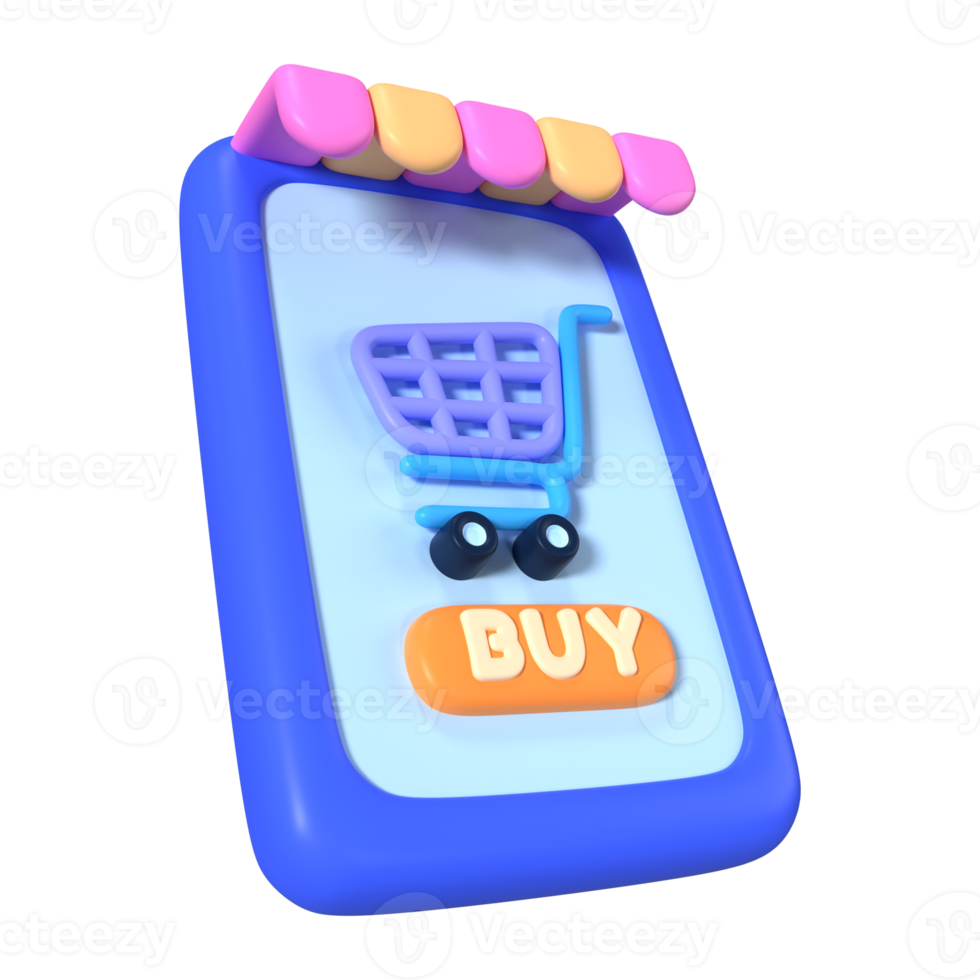 Móvel compras 3d ilustração ícone png