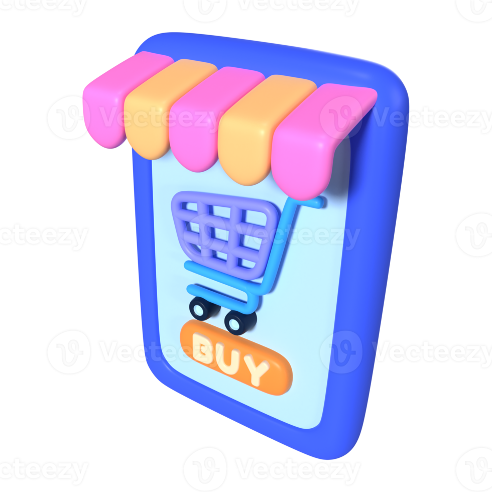 Mobile Shopping 3D Illustration Icon png