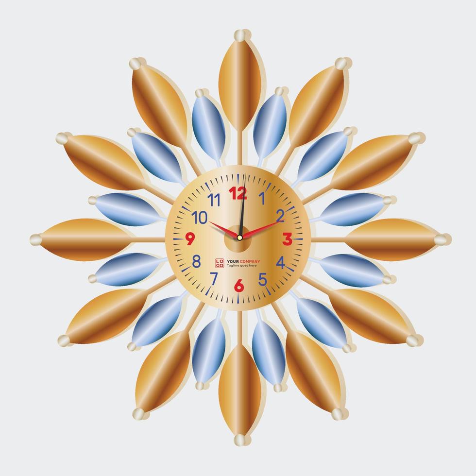 Wall Clock . Hour, minute and second hands with a time scale with clock side design vector