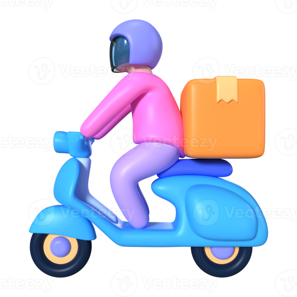 motorfiets koerier 3d illustratie icoon png