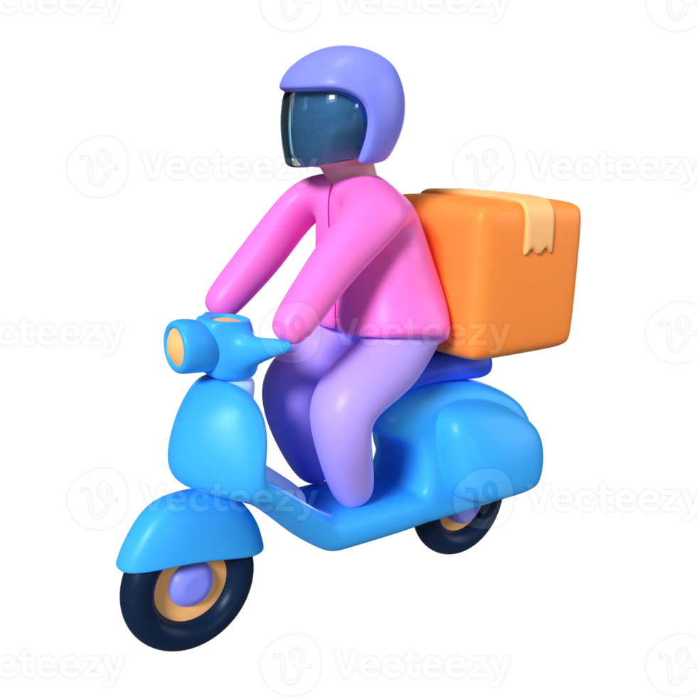Motorcycle Courier 3D Illustration Icon png