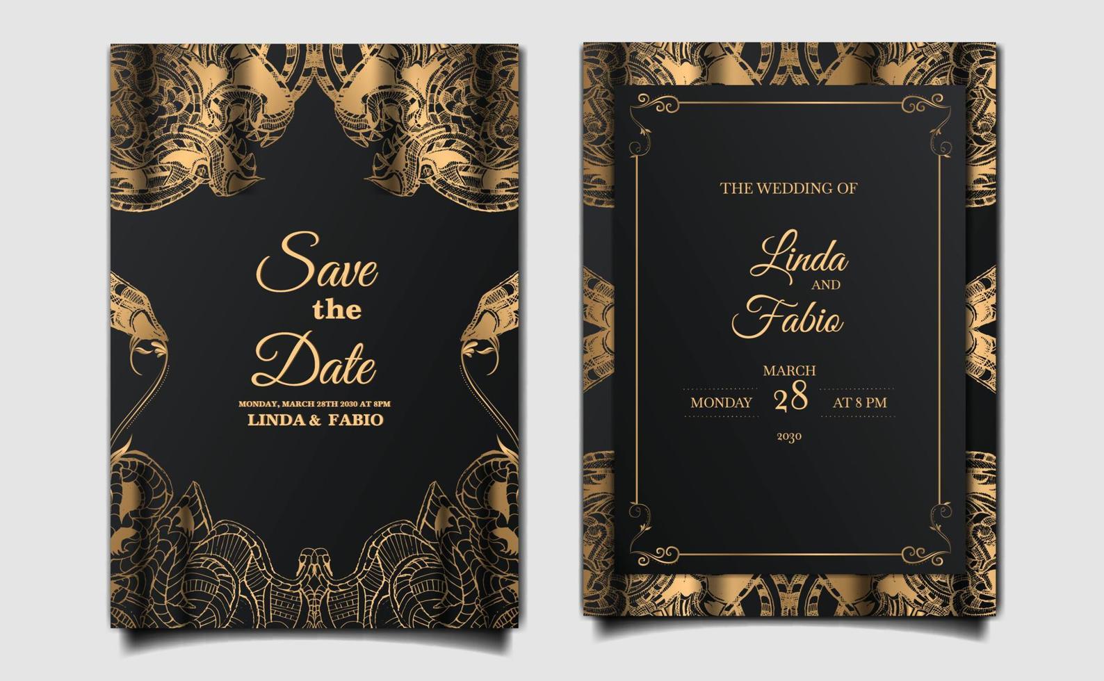 luxury elegant wedding invitation card set vector