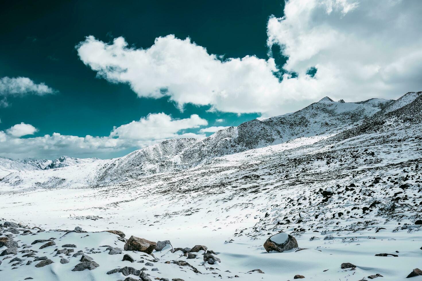 Spectacular scenery in the high mountains of western Sichuan, China, with different seasons photo