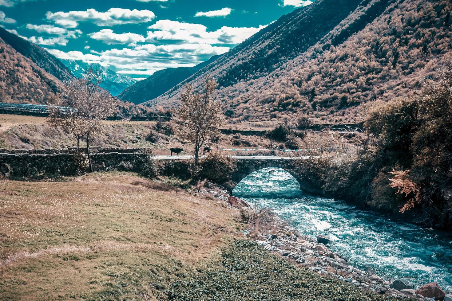 Spectacular scenery in the high mountains of western Sichuan, China, with different seasons photo