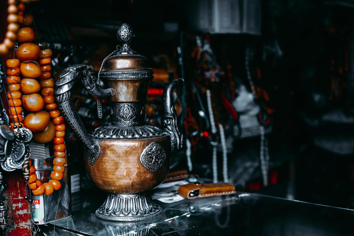 A small shop selling Tibetan water bottles and general daily necessities in Sichuan, China photo