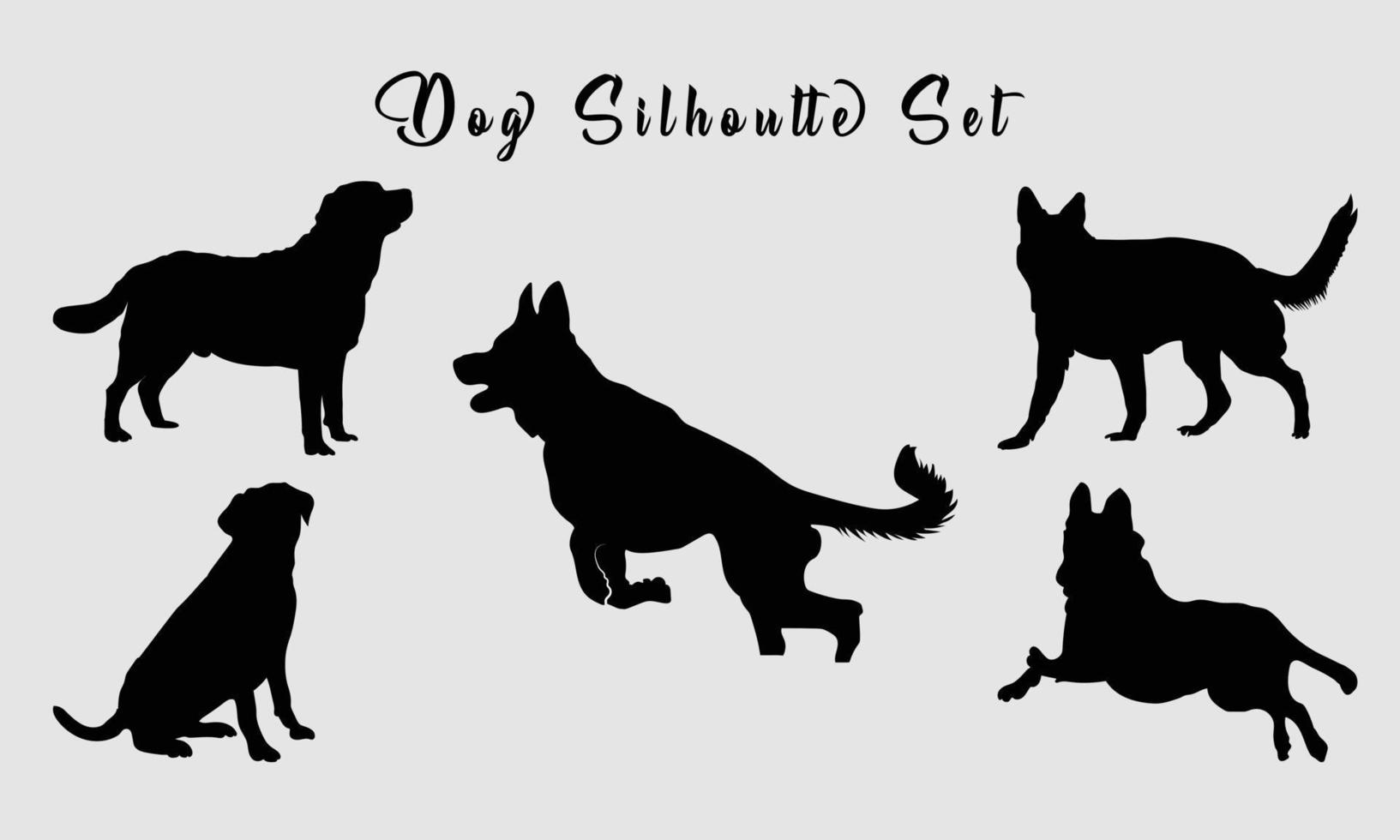 vector isolated black silhouette of a dog collection.