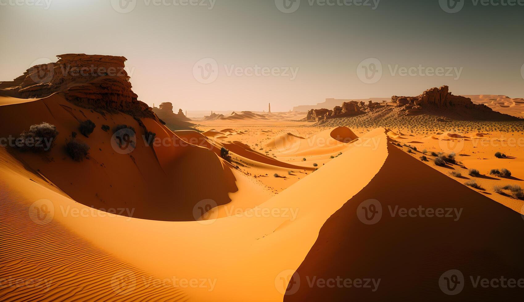 panoramic desert sahara landscape,desert in the afternoon, photo