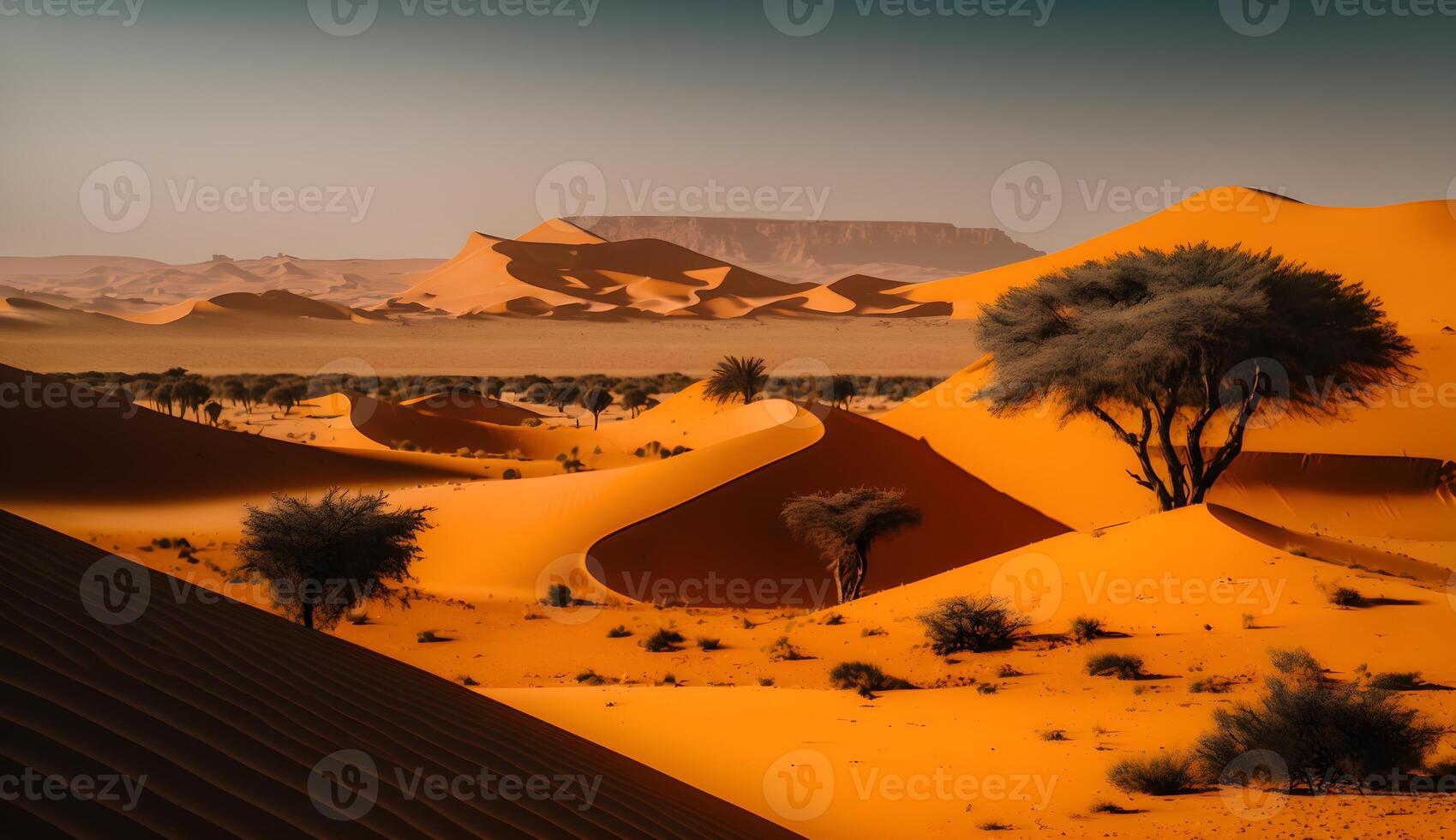 panoramic desert sahara landscape,desert in the afternoon, photo
