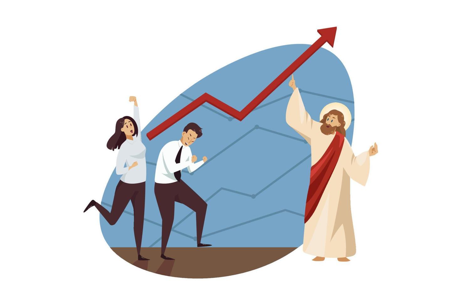 Teamwork, startup, religion, christianity, business concept vector