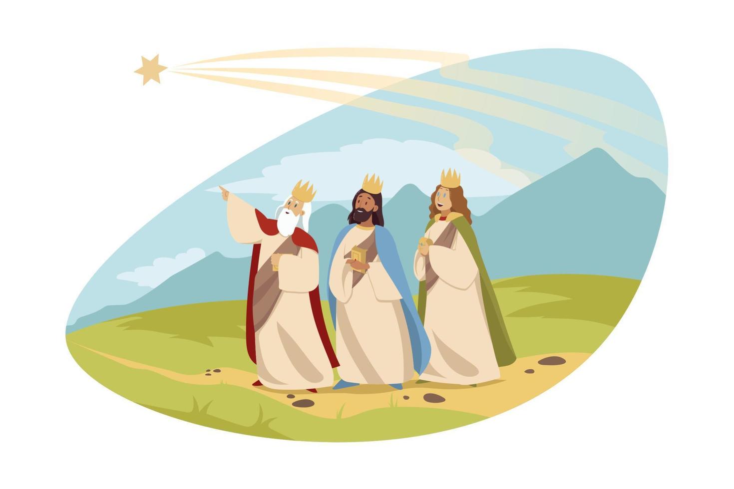 banquete de Tres reyes, religión, Biblia, cristianismo concepto vector