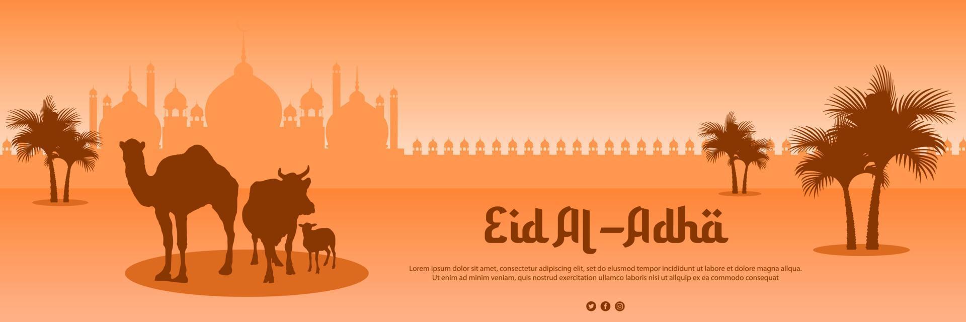 Eid Al Adha With Mosque Banner Background vector