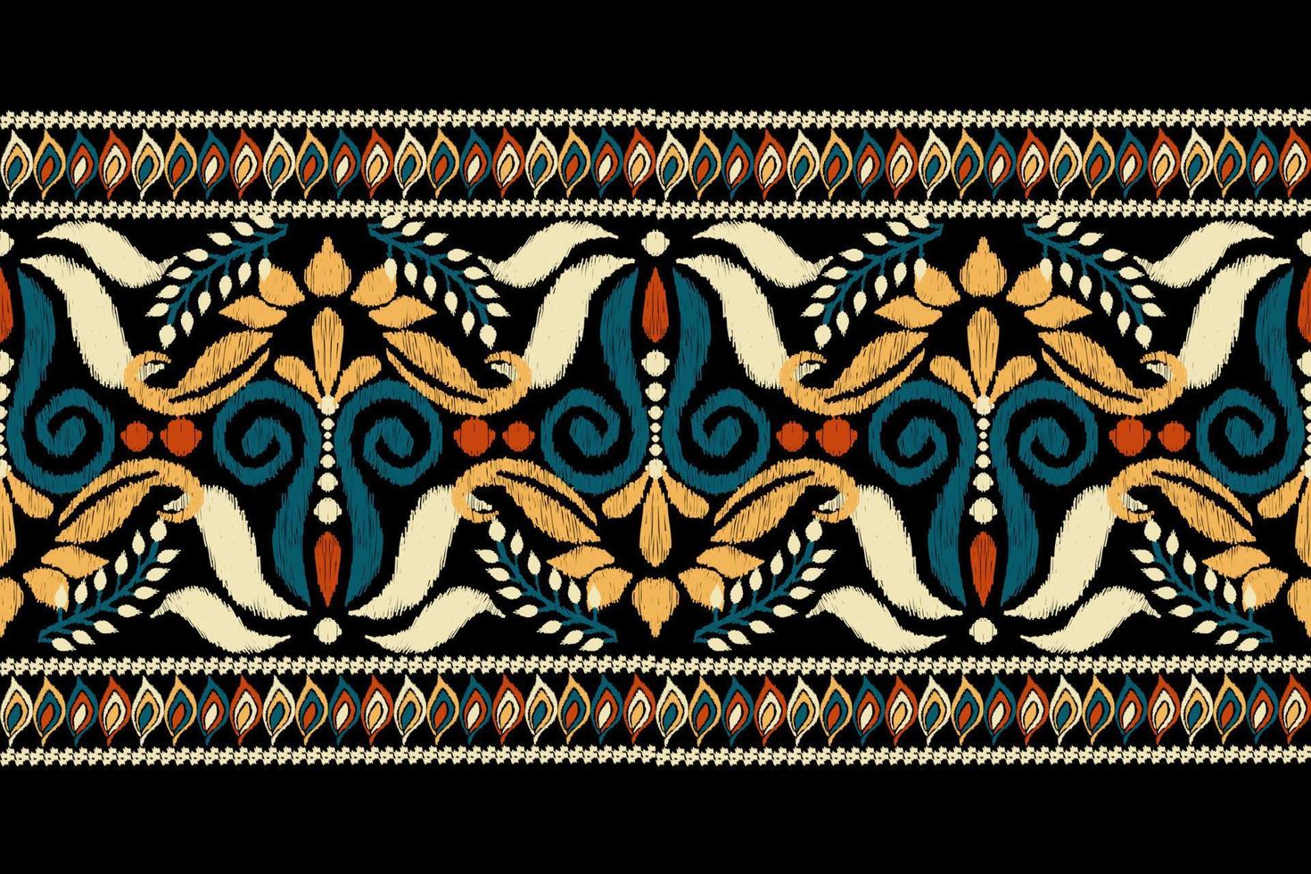 ikat floral cachemir bordado en oscuro púrpura fondo.ikat étnico oriental modelo tradicional.azteca estilo resumen vector ilustración.diseño para textura,tela,ropa,envoltura,decoración,alfombra