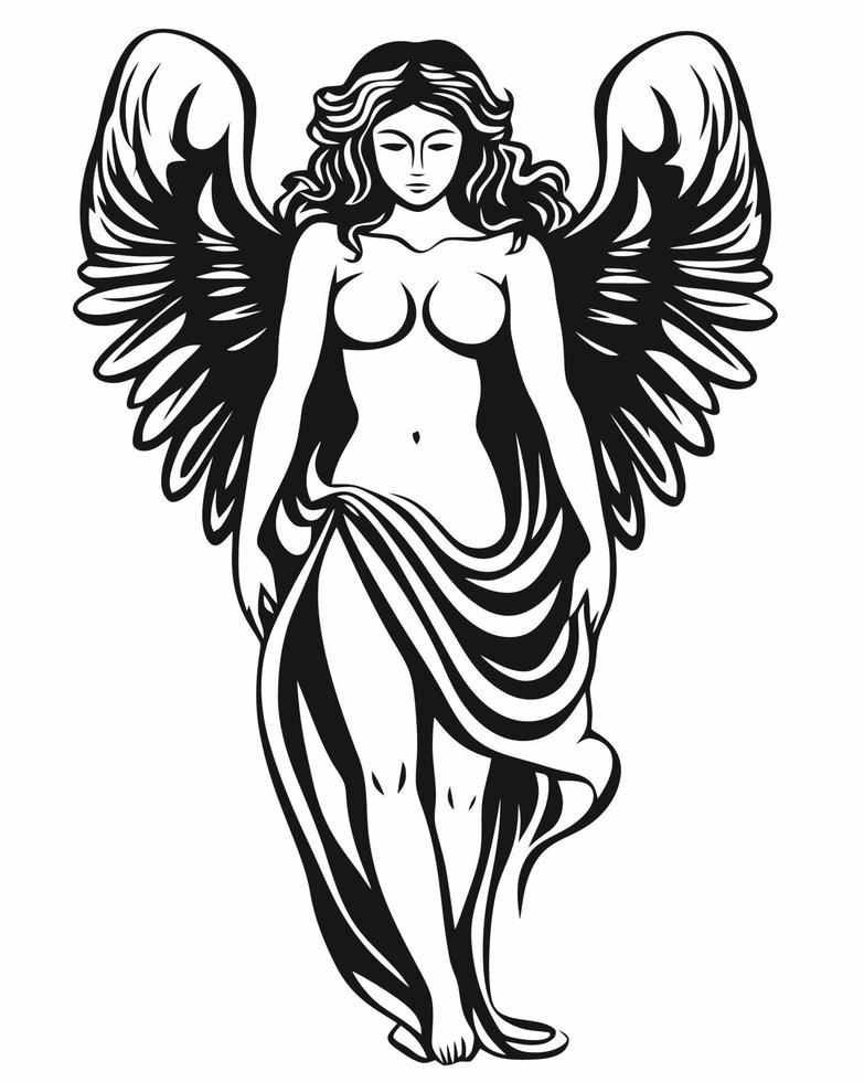 Half Clothed Female Angel vector