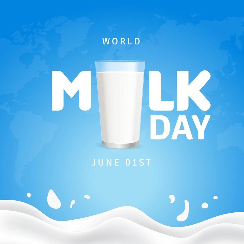 World Milk Day June 1st design with a milk glass illustration vector