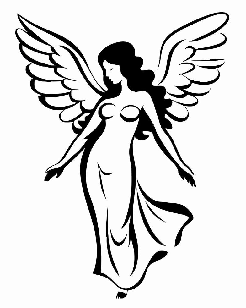 Black and White Simple Angel vector