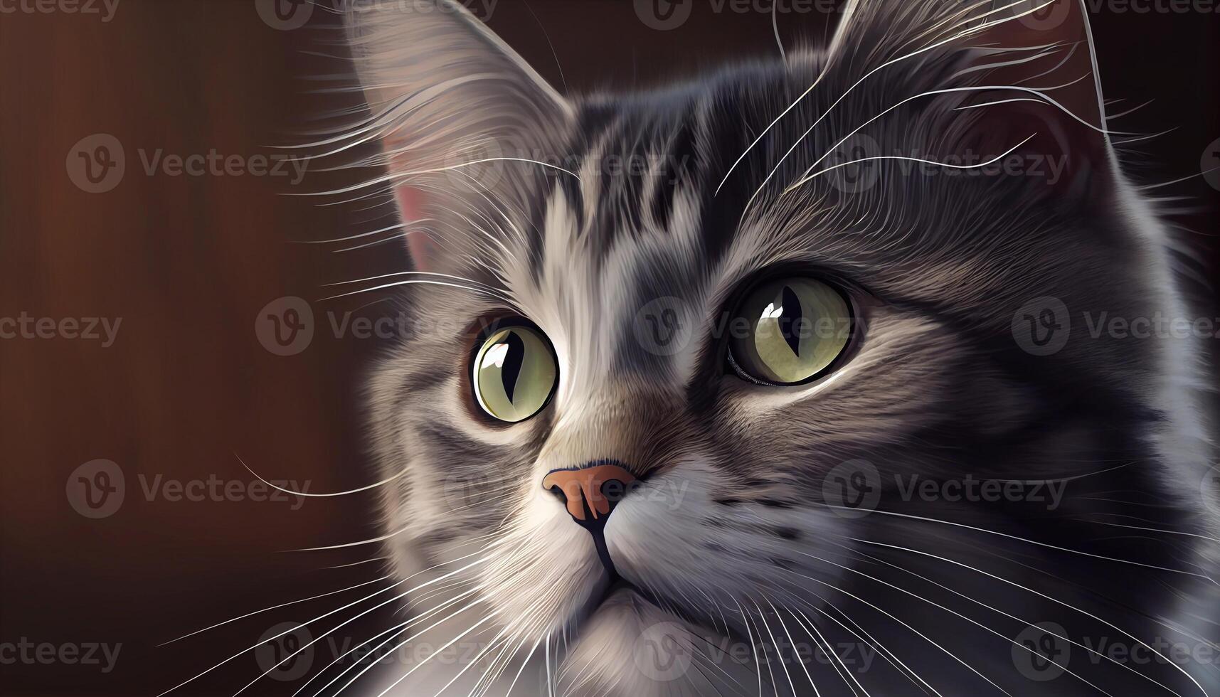 Dark Portrait of a Cat Created with photo