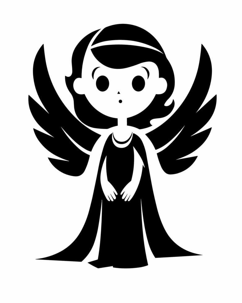 Black and White Angel in Dress vector