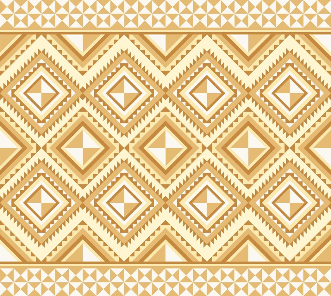 Ethnic folk geometric seamless pattern in yellow and brown tone in vector illustration design for fabric, mat, carpet, scarf, wrapping paper, tile and more
