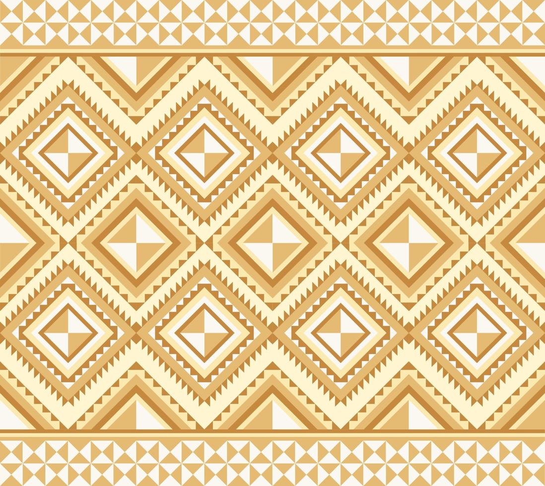 Ethnic folk geometric seamless pattern in yellow and brown tone in vector illustration design for fabric, mat, carpet, scarf, wrapping paper, tile and more