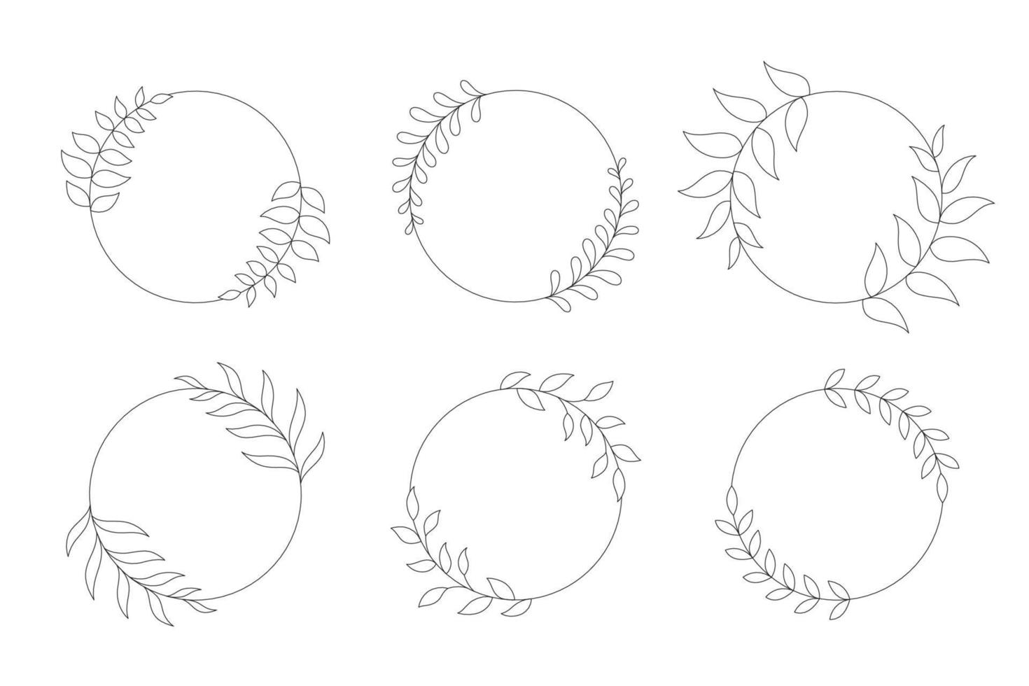 set of hand drawn round floral frames vector illustration