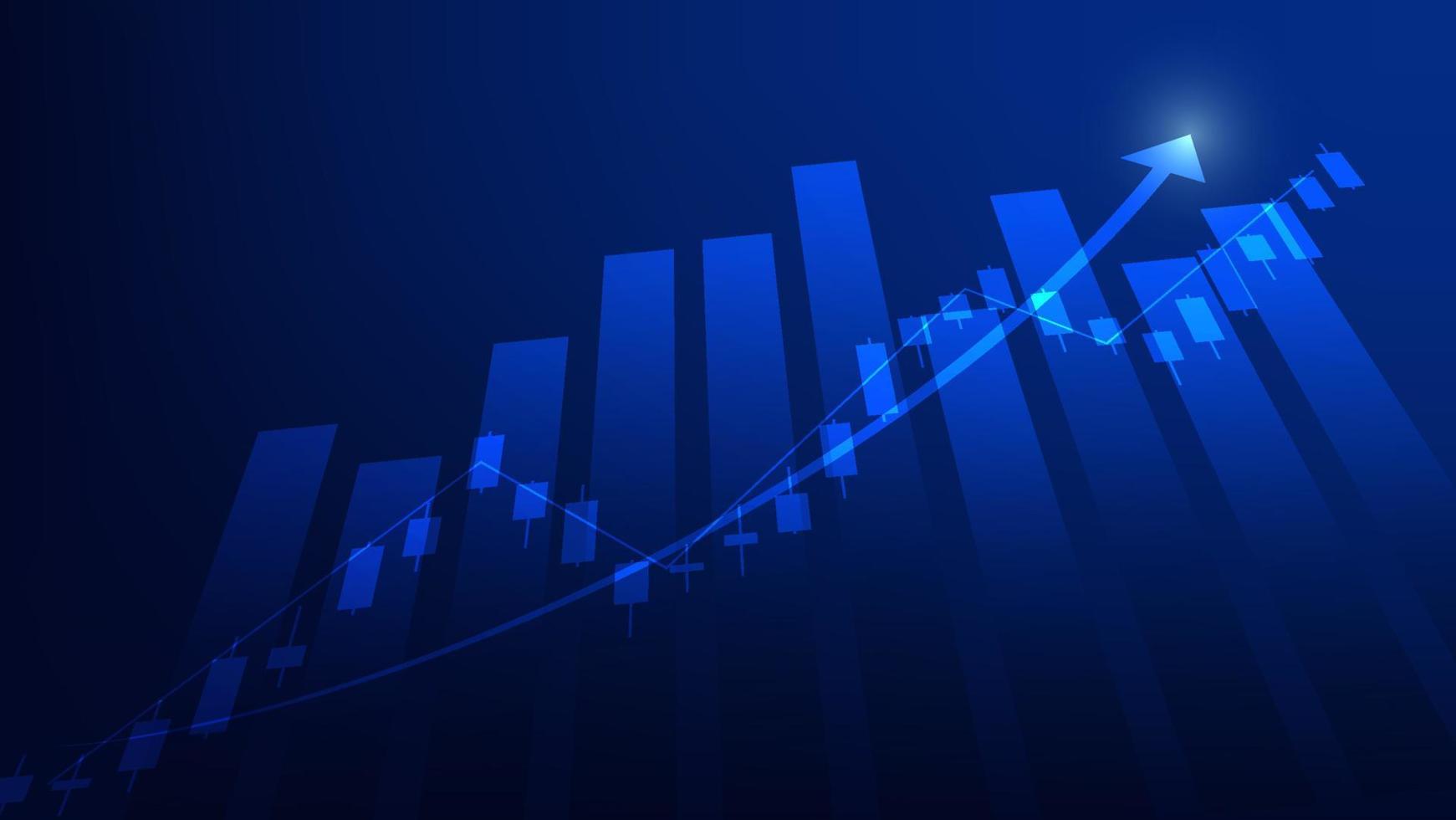 Financial business statistics with bar graph and candlestick chart show stock market price vector