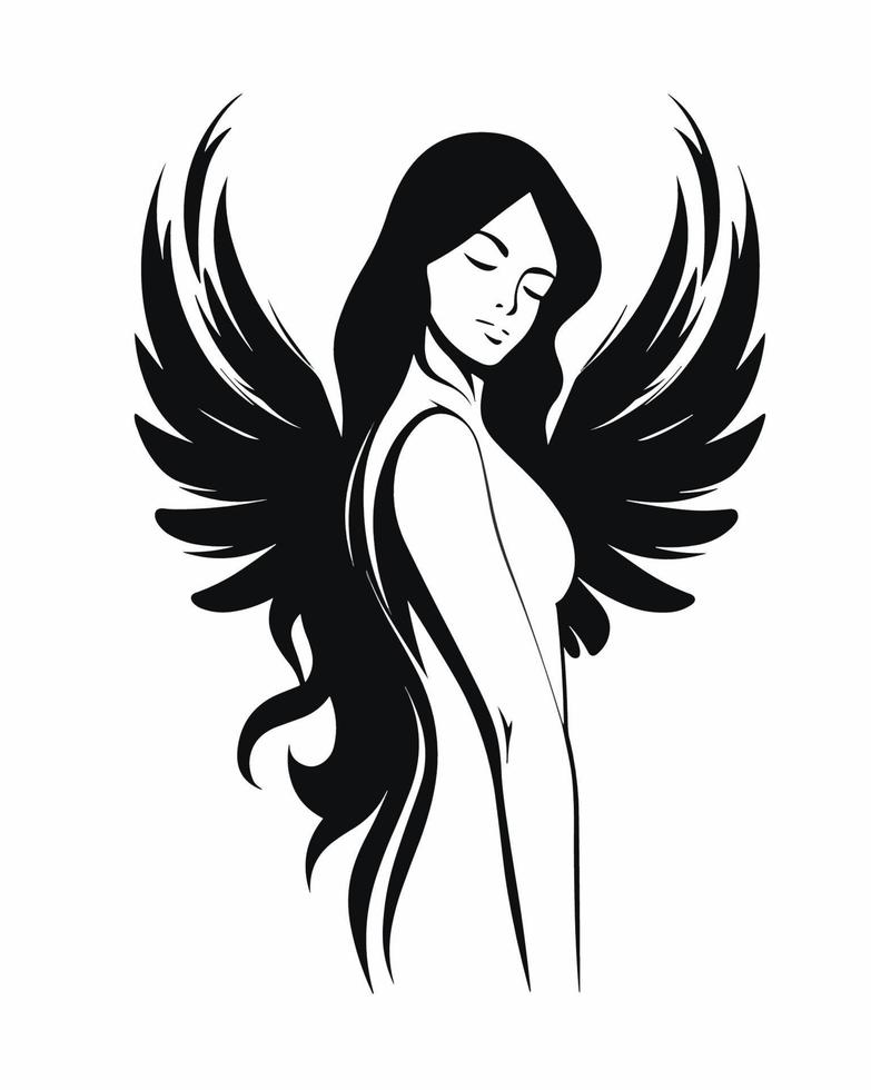 hermosa hembra ángel posando vector