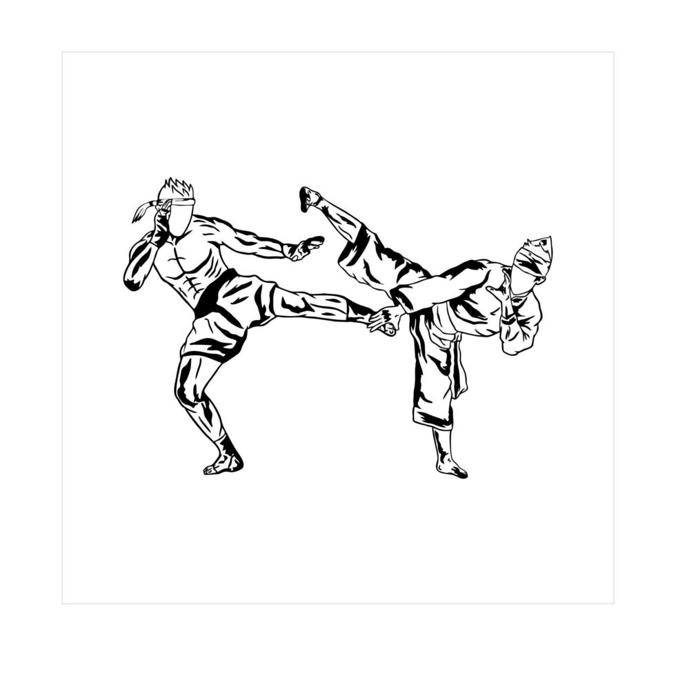 kick figter martial art vector icon logo