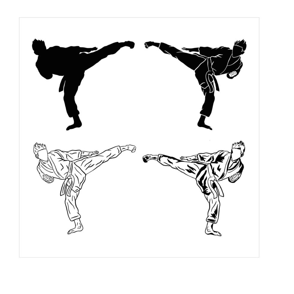 patada luchador marcial Arte vector icono logo