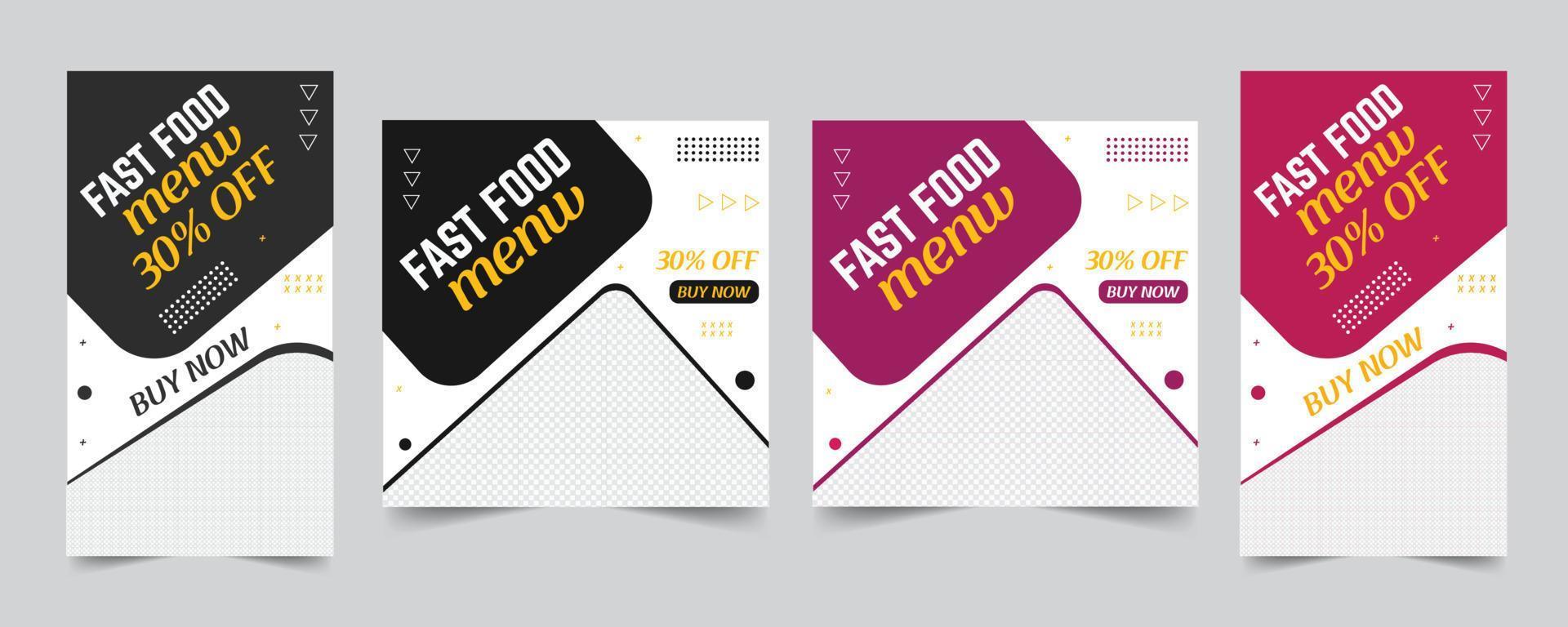 Square editable Print food banner, Online marketing trendy layout design vector