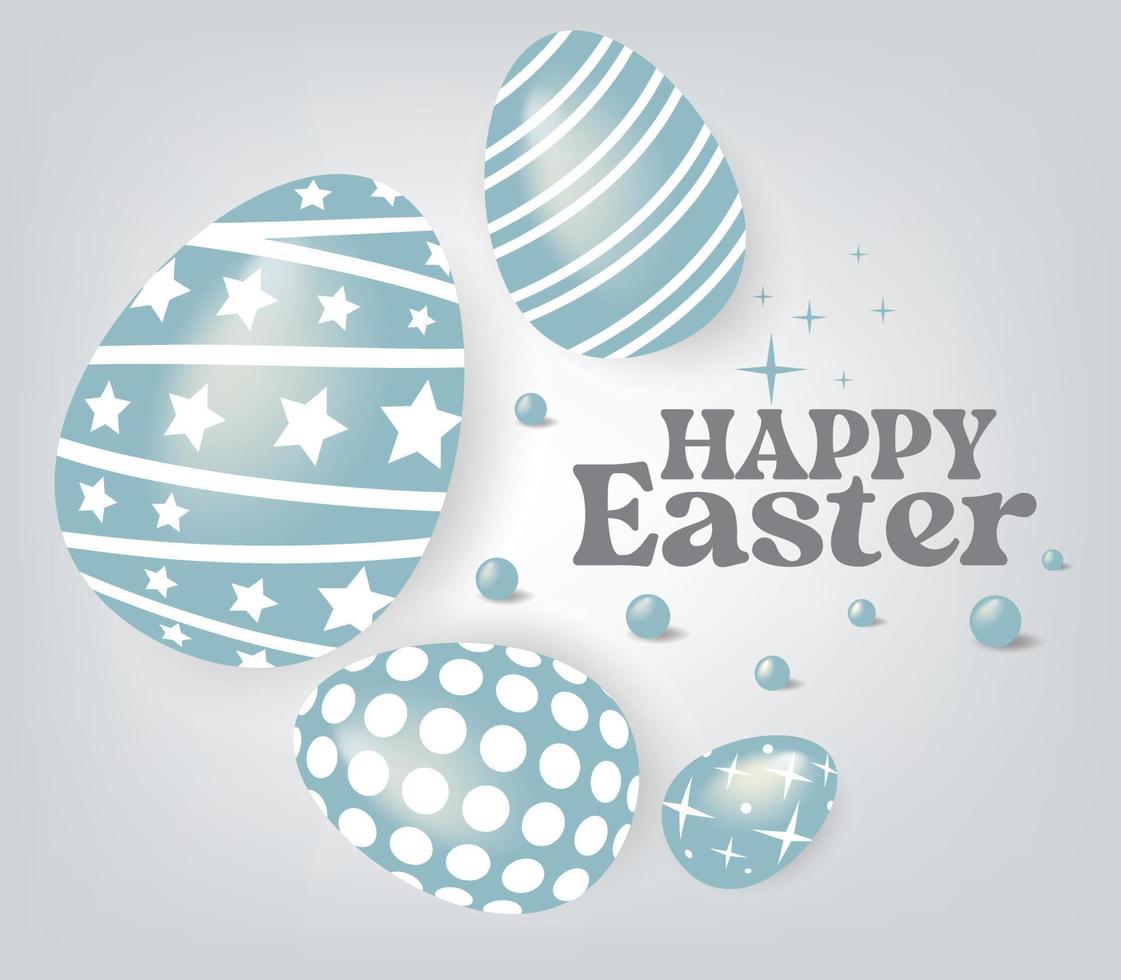 Happy easter Day flyer. Eggs with Glossy style on gray background. Vector illustration.