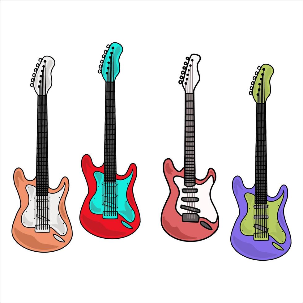 ilustración, guitarra eléctrico, musical vector