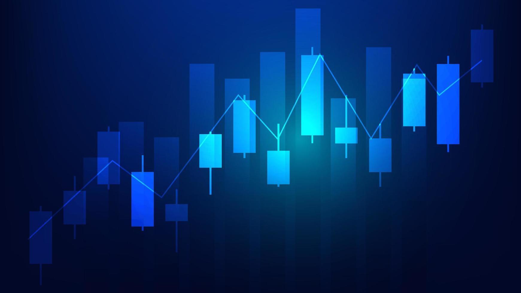 Financial business statistics with bar graph and candlestick chart show stock market price vector