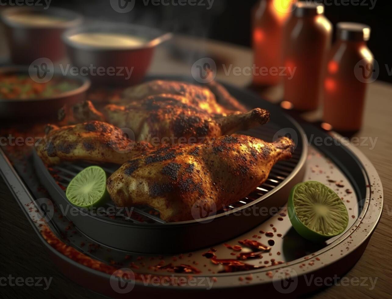 grilled chicken on the grill AI-generated art, , illustration photo