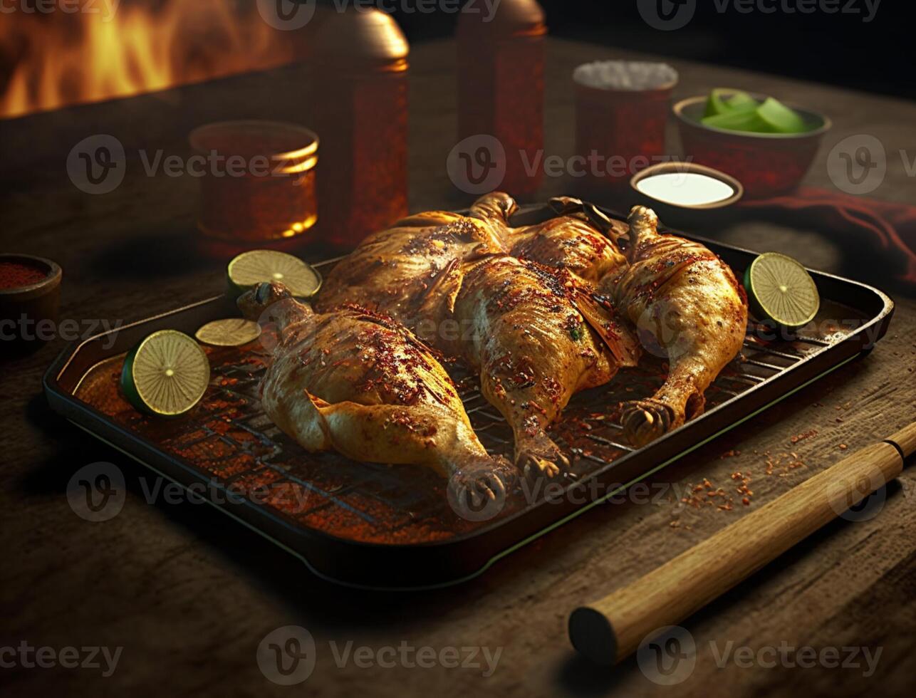grilled chicken on the grill AI-generated art, , illustration photo