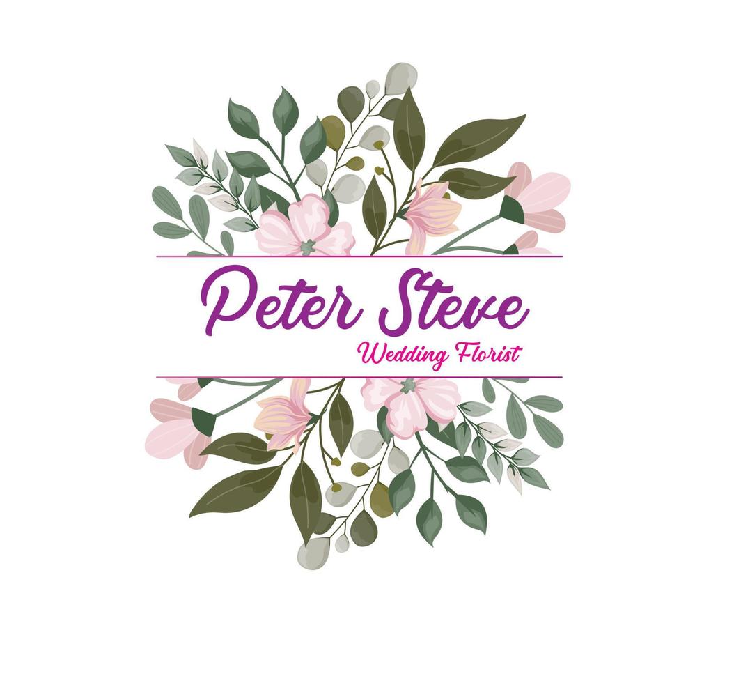 botanical boho wedding florist logo with flowers and leaves elements vector logo illustration