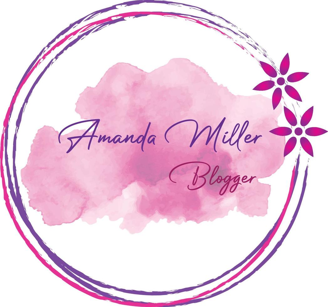 water color boho logo with circle and   flowers hand drawn logo with paint vector logo