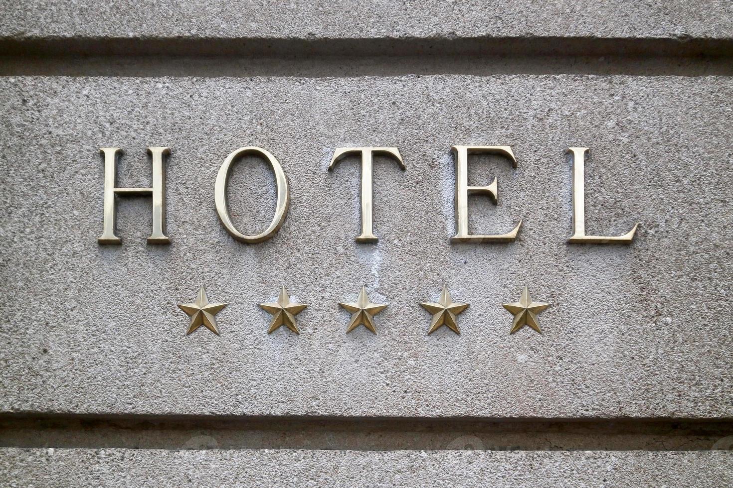 Five stars hotel sign photo