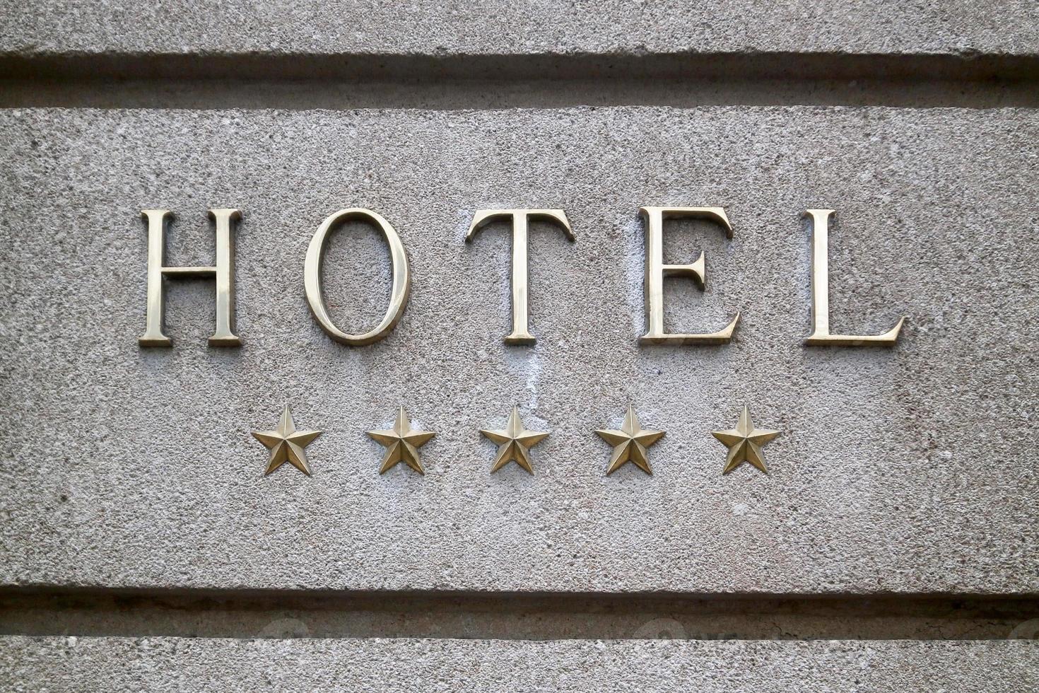 Five stars hotel sign photo