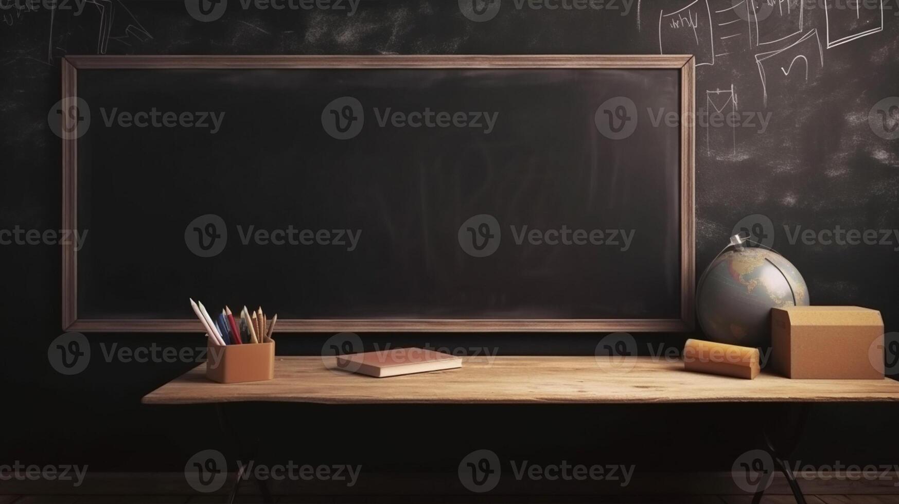 Classroom background, School blackboard background, School chalkboard background with copy space photo