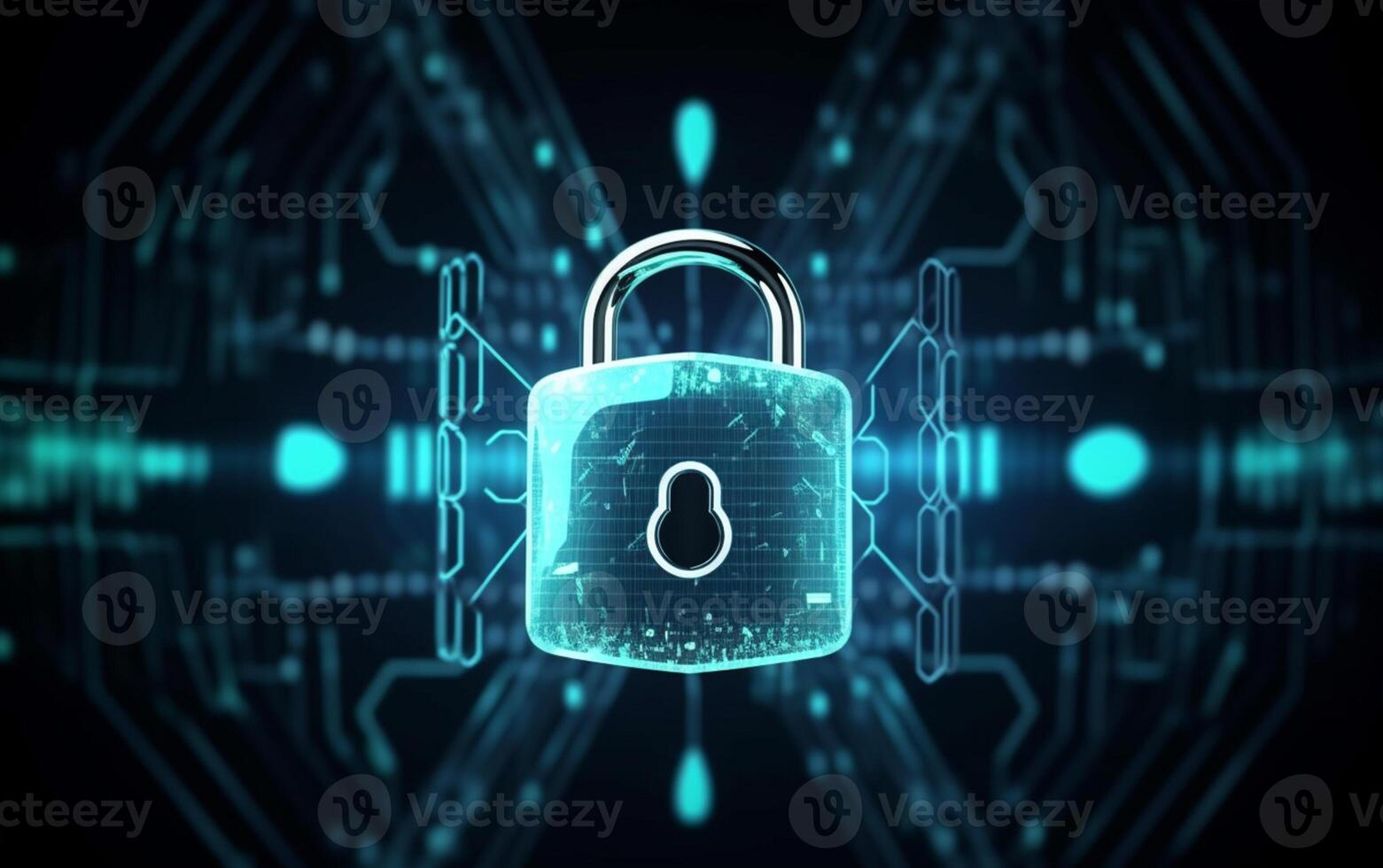 Protection data cyber security information privacy business, A padlock with the technical background photo