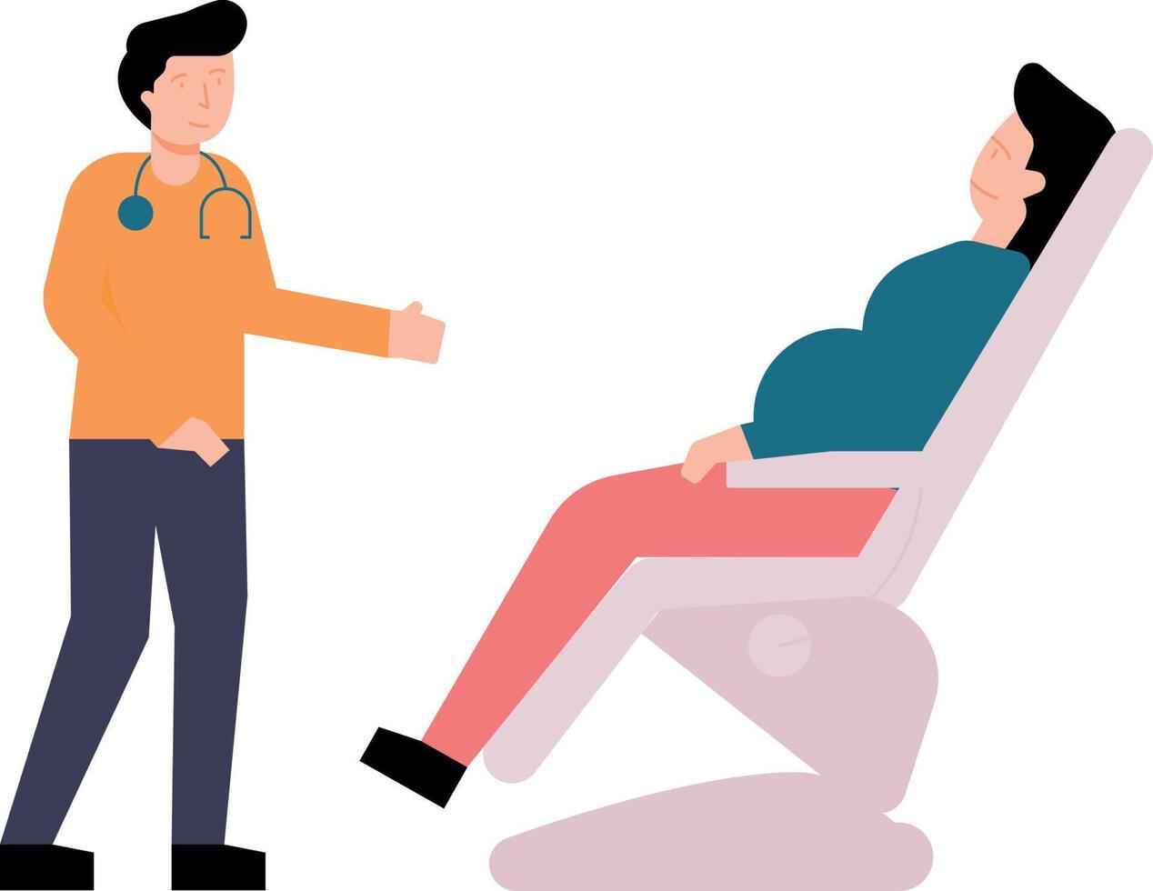 A doctor is examining a pregnant woman. vector