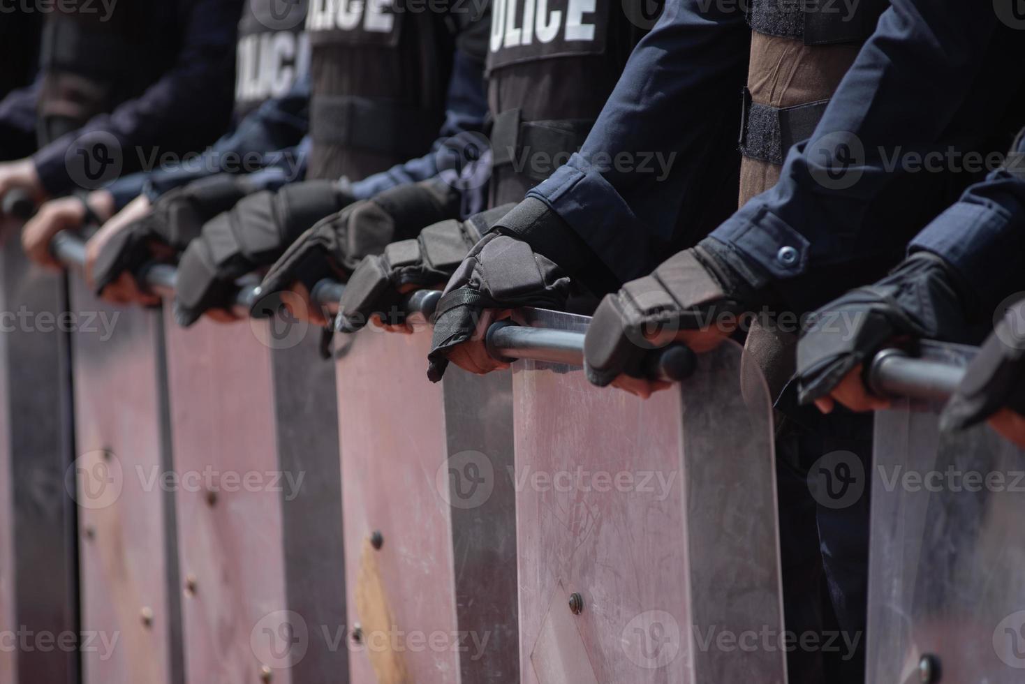 Riot police control the crowd. photo