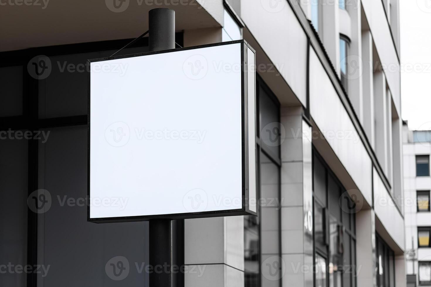 blanco blanco mínimo cuadrado tienda letrero Bosquejo para publicidad panel. ai generado foto