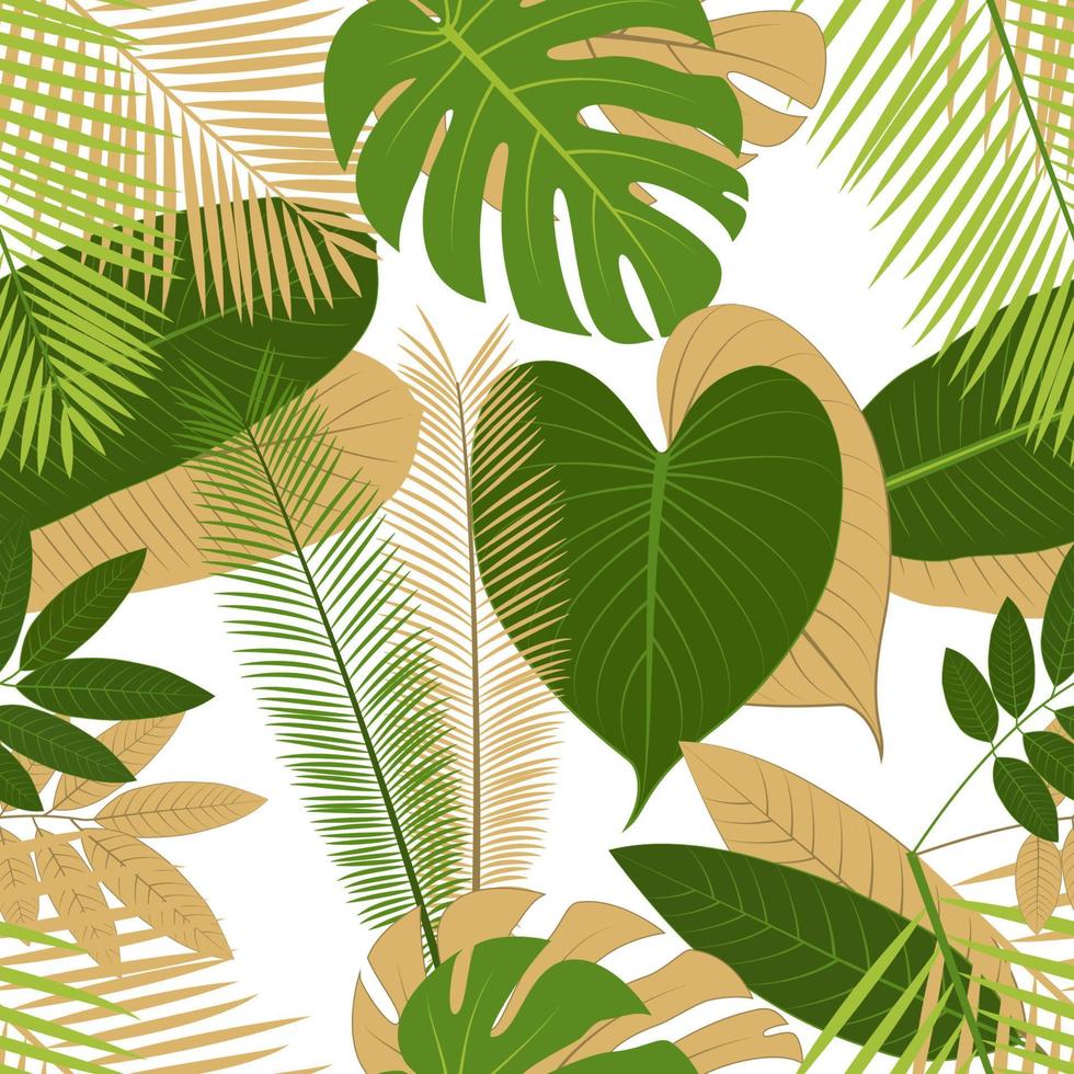 tropical hojas Pattren y palma hojas en un blanco antecedentes vector